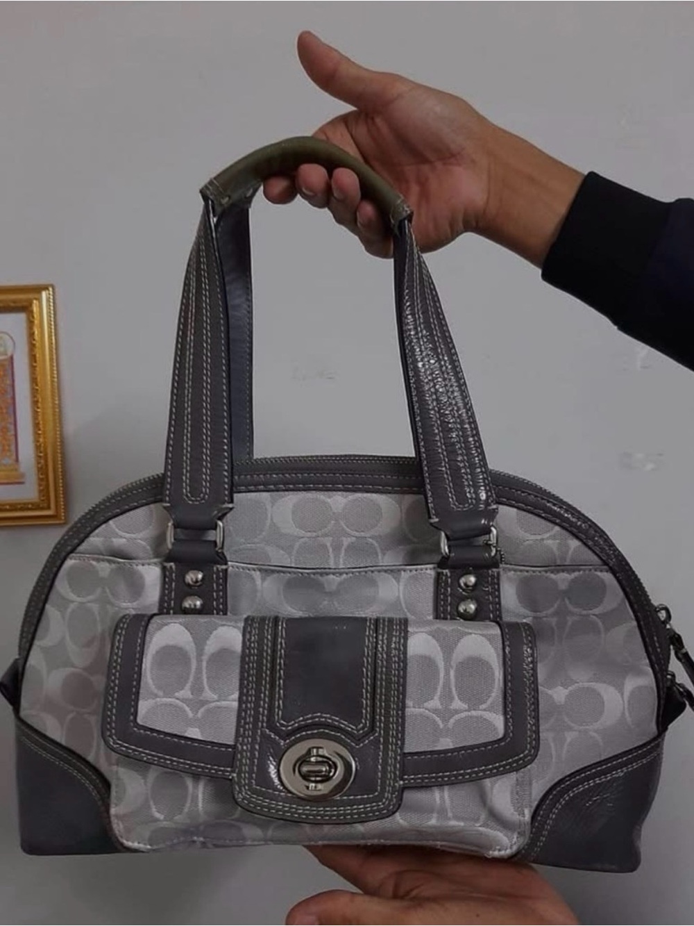 Coach Hampton Signature Canvas Tote Bag in Gray
